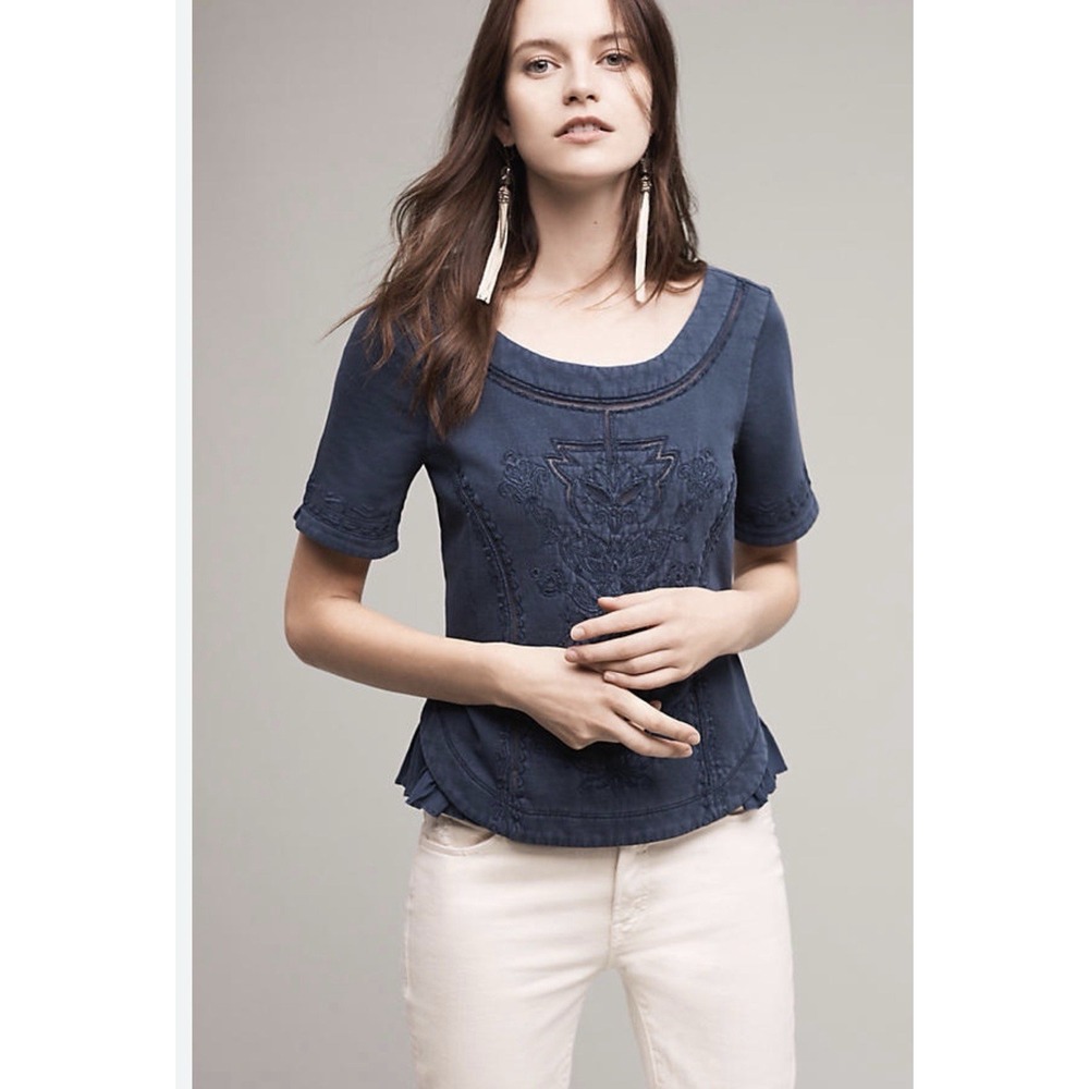 NWT Anthropologie Huesca Pieced Top Women's Size Small by Saturday Sunday Ruffle
